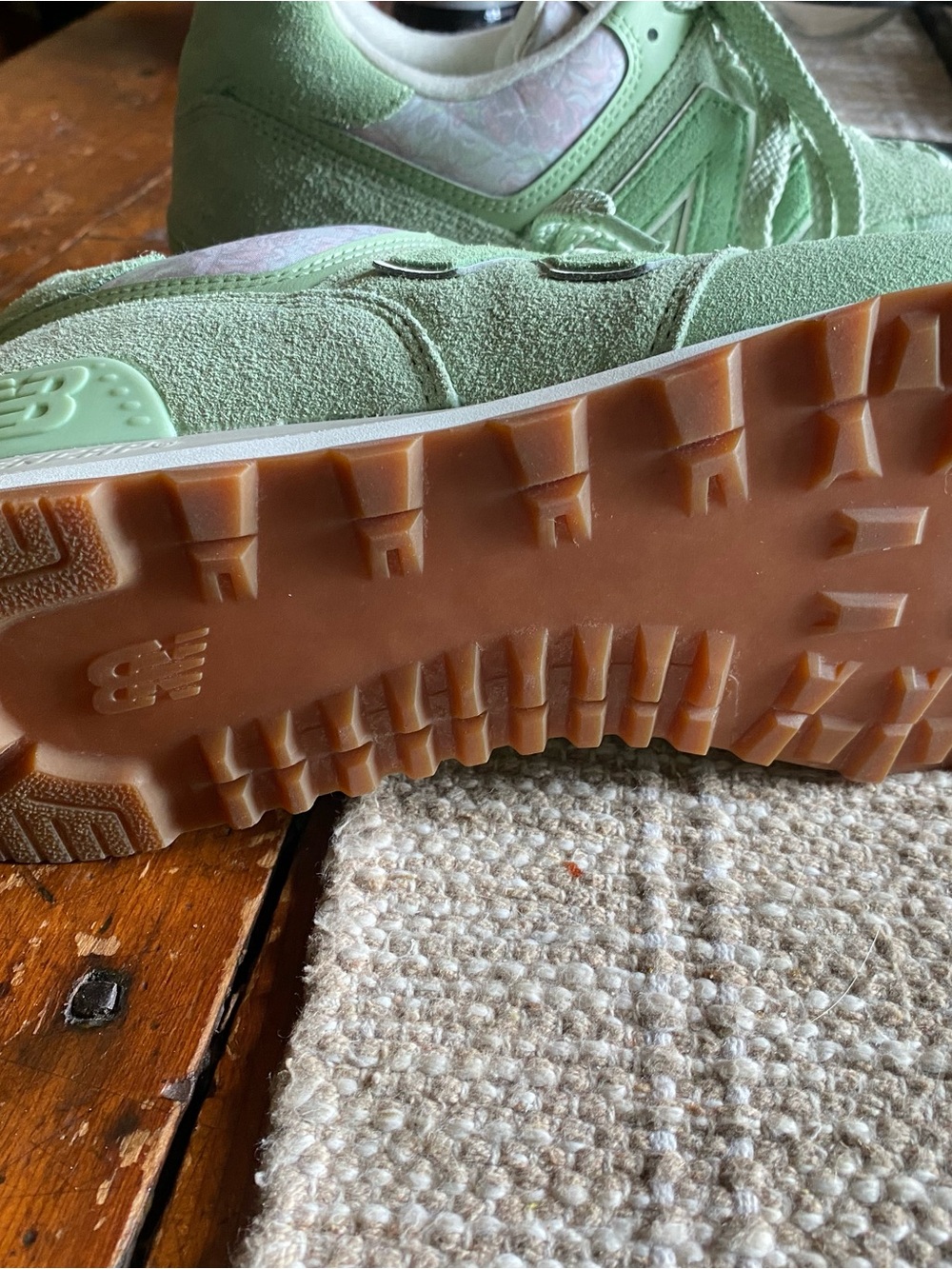 New Balance Women's Mint Green Suede Athletic Sneakers - Picture 4 of 8